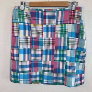 Talbots Patchwork A-line Skirt Size 10 Pink And Blue Lined Side Zip